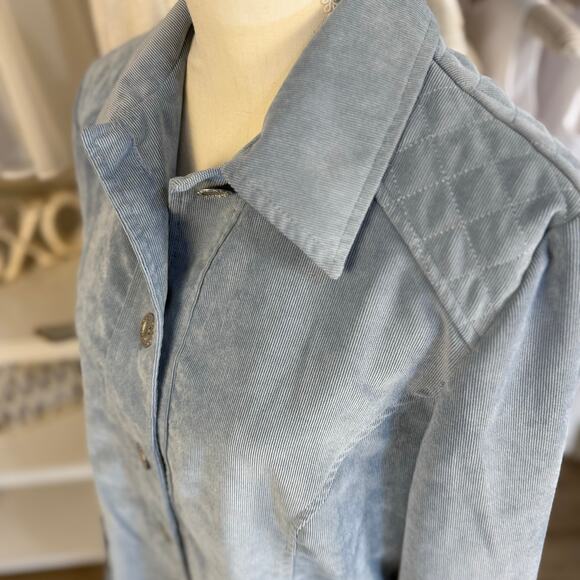 Alfred Dunner Women's Size 10 Light Blue Quilted Corduroy Button Up Jacket #3455 - Picture 6 of 9